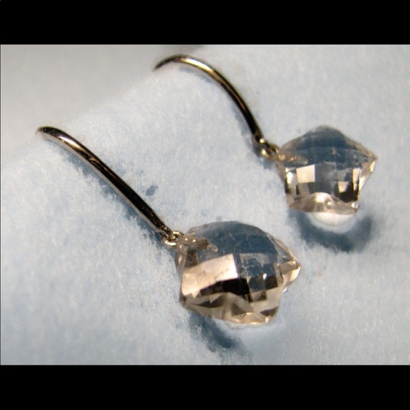 Vintage 14K GOLD rock crystal quartz star earrings - Picture 3 of 5